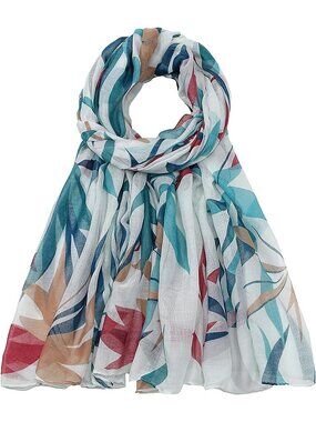 Women's Turquoise Cover Hijab Cotton Voile Wrap for Spring Fall Scarf Shawl